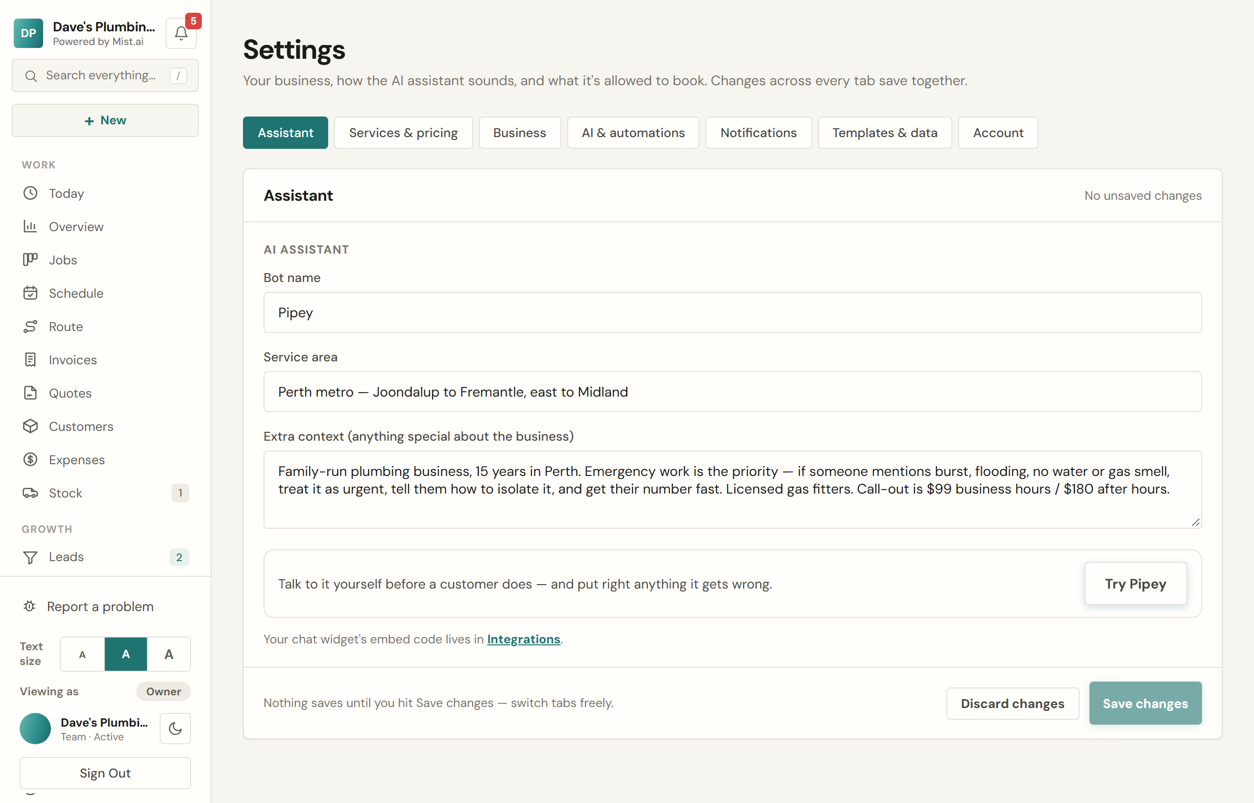 Settings, grouped by what the change actually affects.