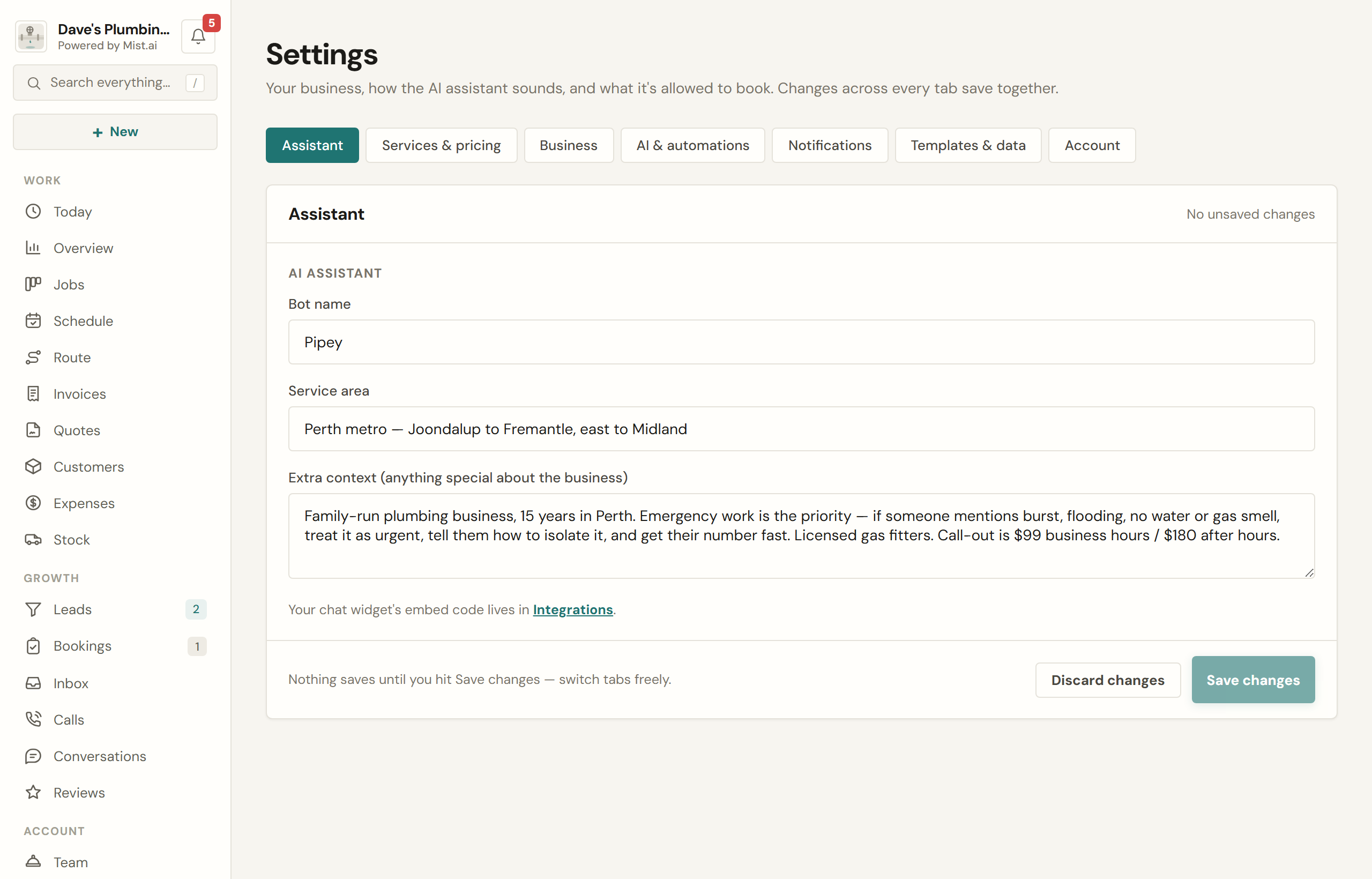 Settings, grouped by what the change actually affects.
